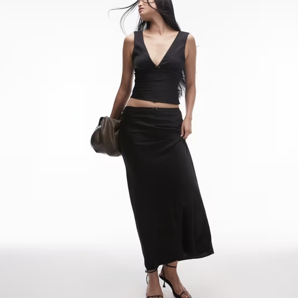 Anthropologie NIA Black sheer maxi skirt, lined with bow detail Size S - Picture 8 of 12